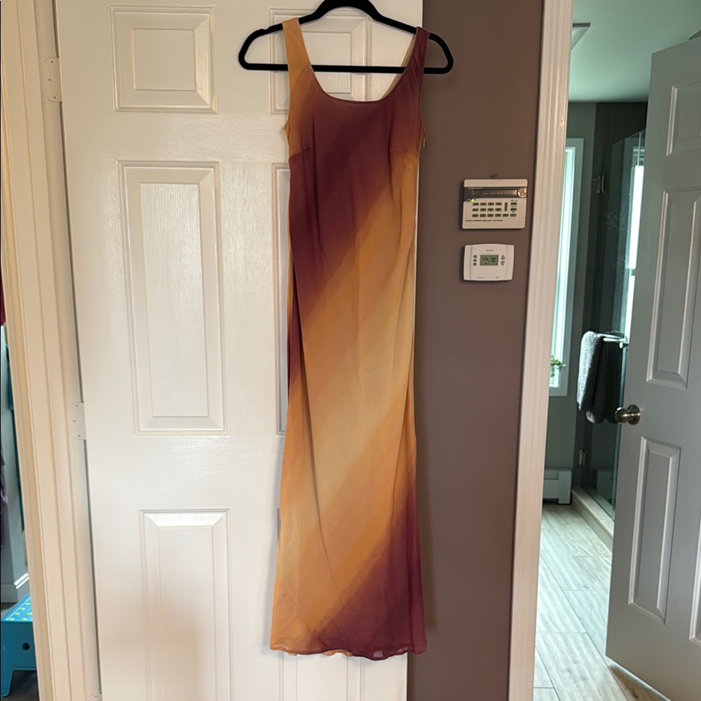 Elegant Gradient 100% Silk Maxi Dress